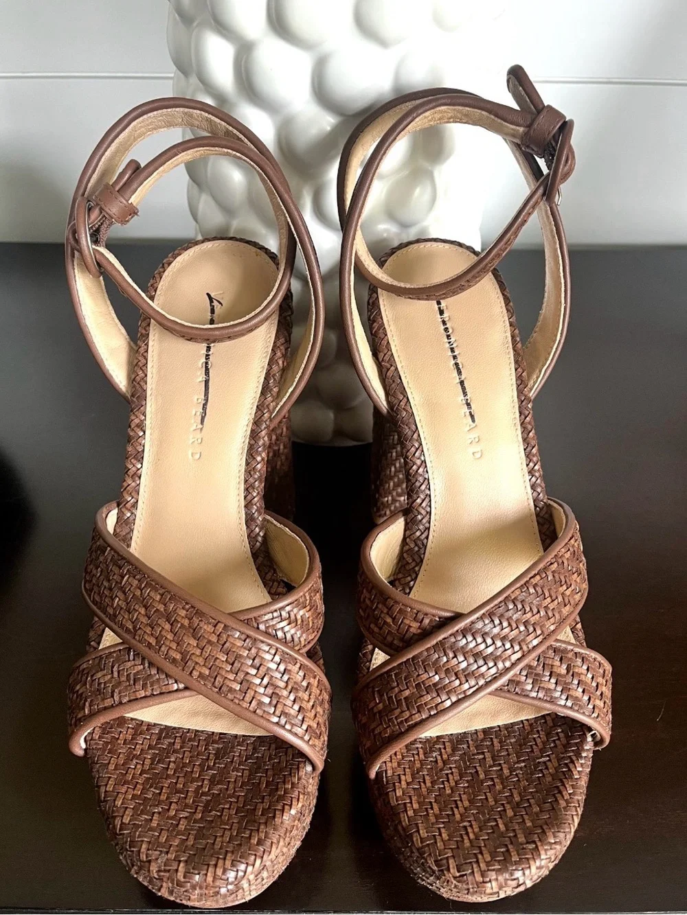 Veronica Beard Lalana Woven Platform Ankle-Strap Sandal